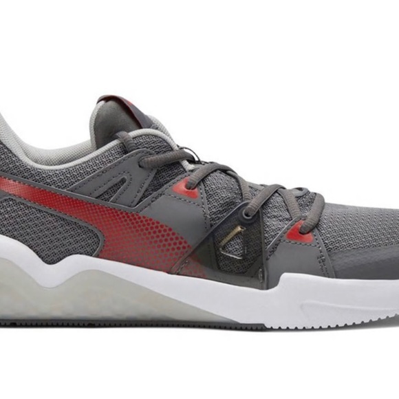 MEN'S PUMA CELL FRACTION SNEAKERS Size 12 Castlerock High Risk Red Shoes Grey - Picture 2 of 7